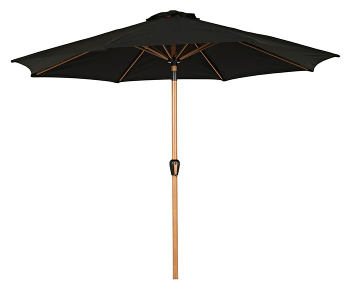 Markedsparasoll Stockholm Ø300 cm svart/teak m/sveiv